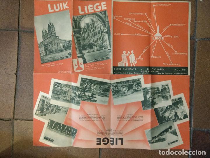 Folletos de turismo: Folleto turismo Liege Lieja, B&eacute;lgica. Medidas 41 x 43 cm (desplegado).