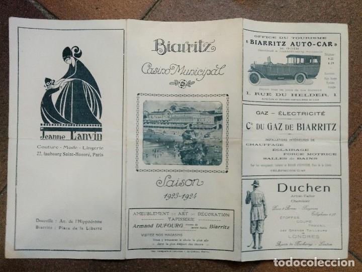 Folhetos de turismo: Folleto de turismo Biarritz casino municipal 1923- 1924 Publicidad