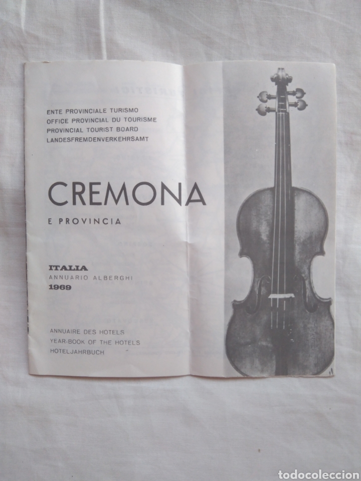 Travel Brochures: ANUARIO DE HOTELES CREMONA Y PROVINCIA ITALIA A&Ntilde;O 1969 PLANO E INFORMACI&Oacute;N. 10 PAG
