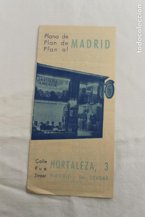 Folletos de turismo: PLANO DE MADRID, PUBLICIDAD SASTRERIA AMIAGA, CALLE HORTALEZA 3, A&Ntilde;OS 60