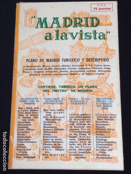 Travel Brochures: Antiguo plano de madrid turistico y descriptivo-Edicion P.Collado-a&ntilde;o 1952.