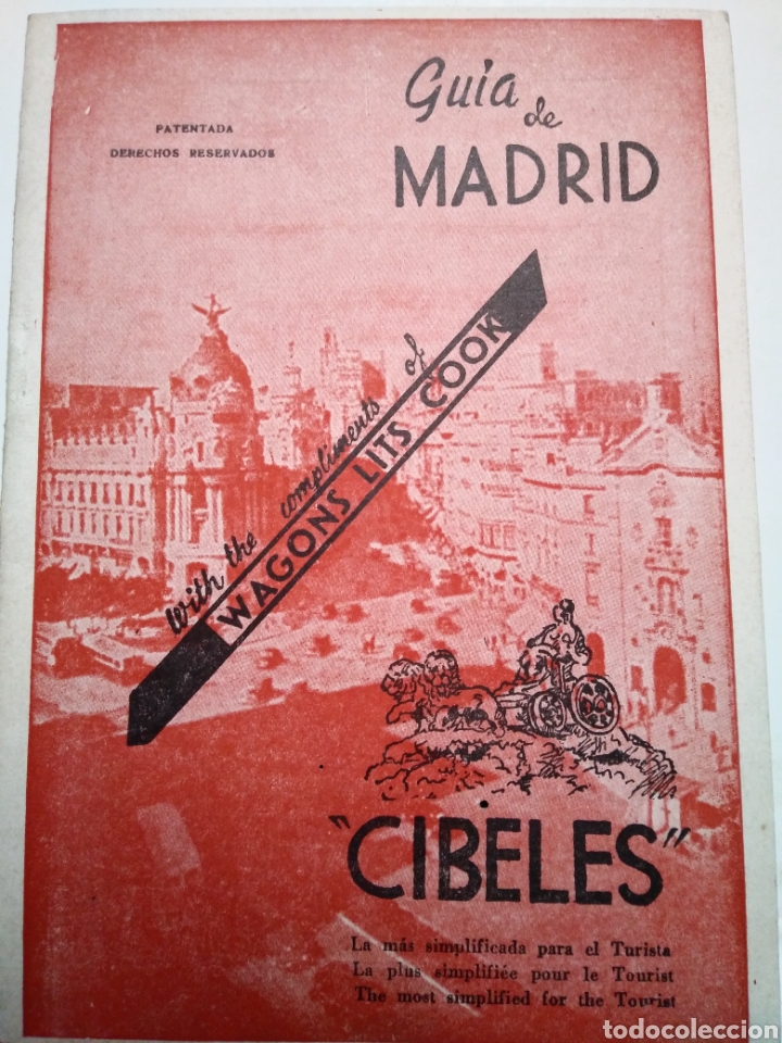 Tourismusbrosch&uuml;ren: GUIA DE MADRID. CIBELES. A&Ntilde;O 1958. WAGONS LITS COOK