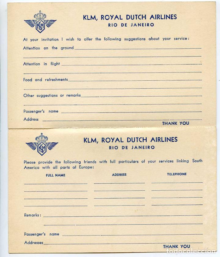 Travel Brochures: Tarjetas para sugerencias y recomendaciones de linea a&eacute;rea de Holanda KLM, aviaci&oacute;n