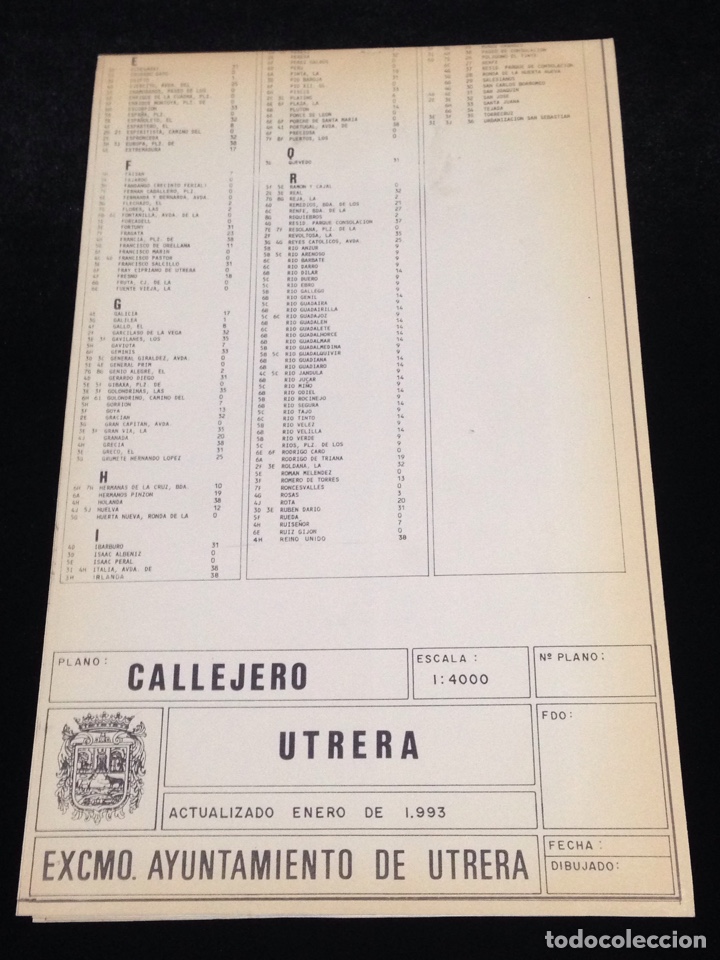 Folletos de turismo: Plano turistico de utrera,a&ntilde;o 1993.