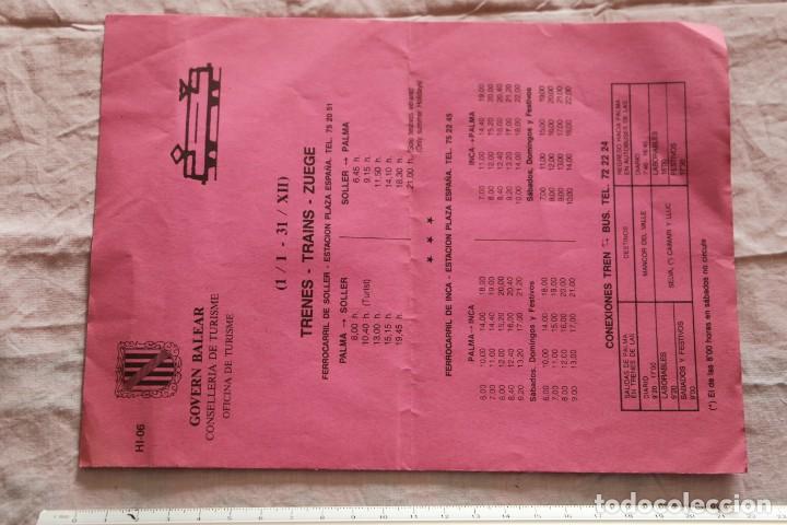 Travel Brochures: FOLLETO 1990 GOVERN BALEAR CONSEJERIA DE TURISMO SERVICIO TRENES TAXIS AUTOS ALQUILER MALLORCA