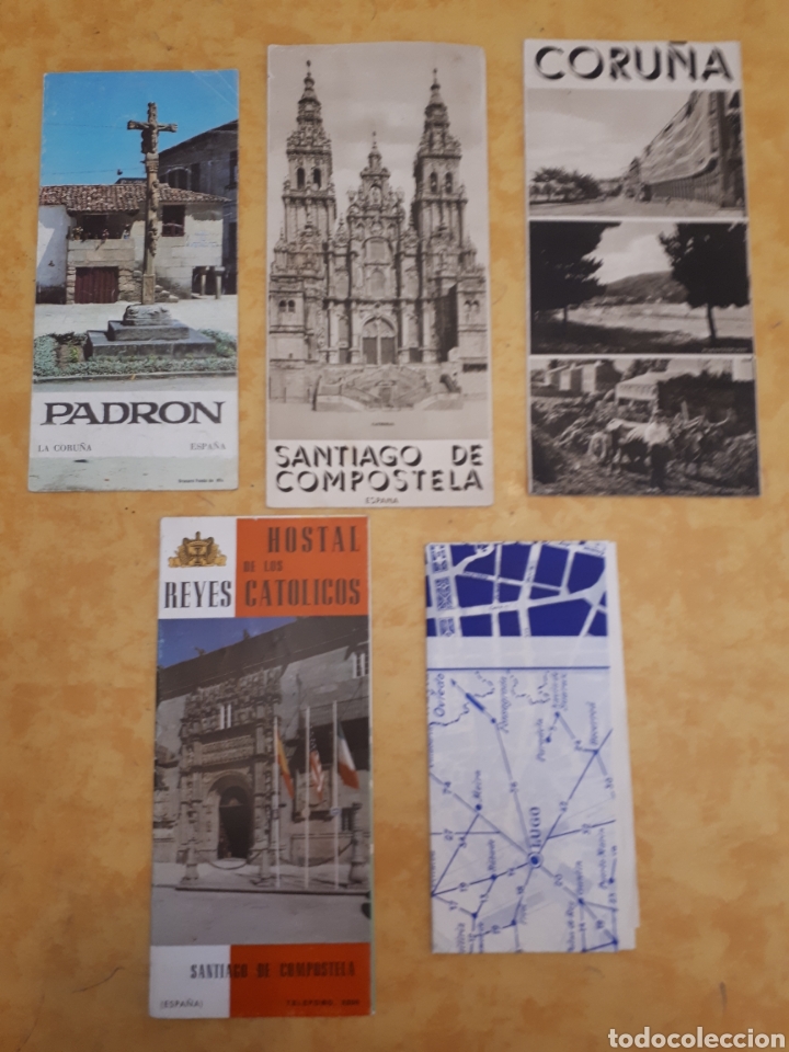 Folletos de turismo: Lote 5 folleto turismo plano Santiago de Compostela A Coru&ntilde;a