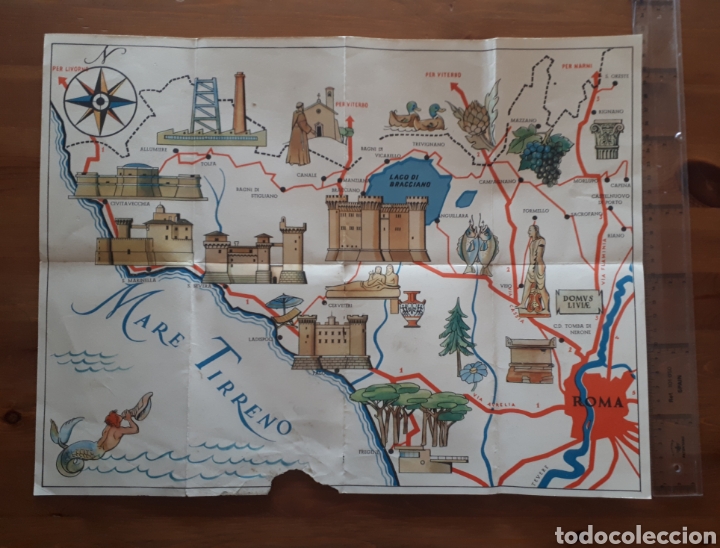 Folletos de turismo: Antiguo folleto desplegable Provincia de Roma.