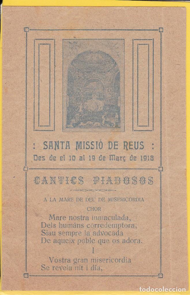 Brochures de tourisme: Santa Missi&oacute; de Reus 1918 (pegado lateral a una cartulina)