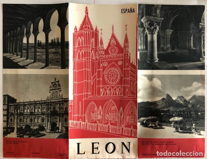 Brochures de tourisme: FOLLETO TURISTICO DESPLEGABLE DE LEON. TRIPTICO ILUSTRADO. VER CONTENIDO.