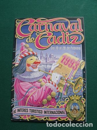 Folletos de turismo: Libreto Carnaval C&aacute;diz 1993 De inter&eacute;s tur&iacute;stico internacional