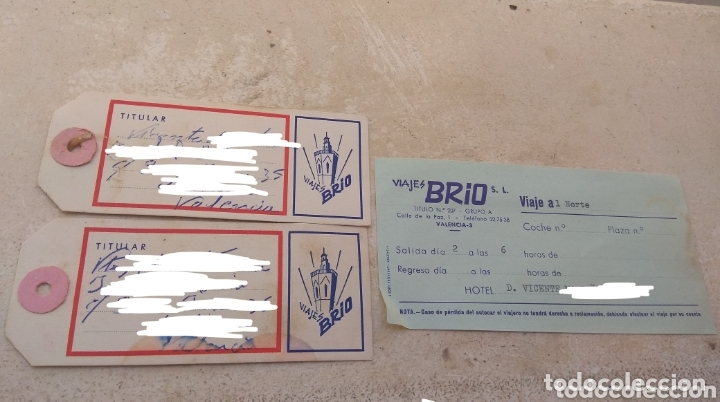 Folletos de turismo: Antiguo Billete y Tarjetas de Maleta Viajes Brio - Valencia -