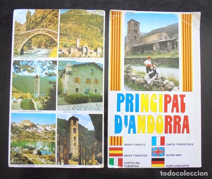 Tourismusbrosch&uuml;ren: Principat d&rsquo;Andorra mapa tur&iacute;stic anys 70 Helio-Sud-Est Oraison, Distribucions APA Encamp