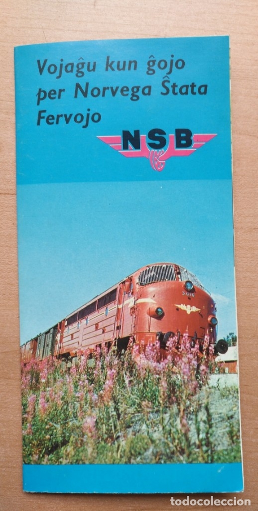 Travel Brochures: Folleto 'Viaja con alegr&iacute;a en un ferrocarril del estado Noruego - Con mapa 63cm x 30cm /En esperanto
