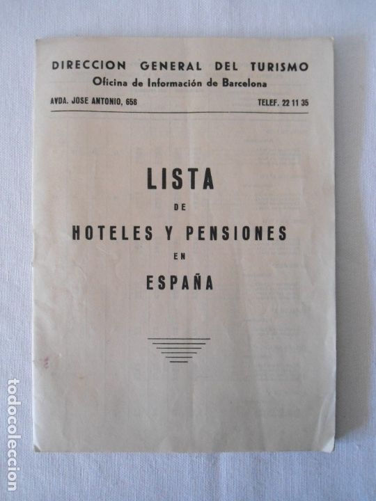 Tourismusbrosch&uuml;ren: LISTA DE HOTELES Y PENSIONES DE ESPA&Ntilde;A 1959