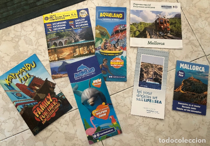Folletos de turismo: Lote de mapas y folletos tur&iacute;sticos desplegables de Mallorca. A&ntilde;o 2019. En varios idiomas. Nuevos.