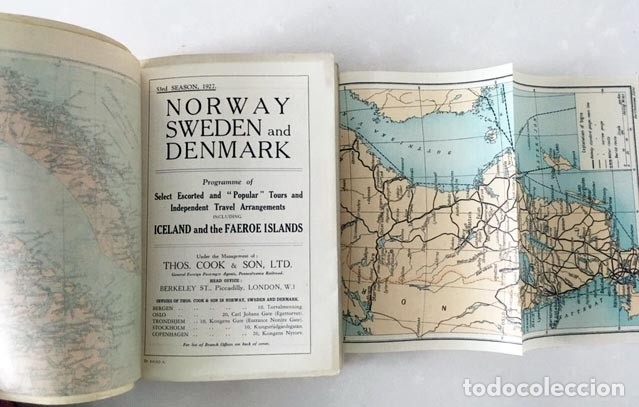Travel Brochures: Tours to Norway, Sweden and Denmark (Cook & Son Ltd, 1927) Mapas color