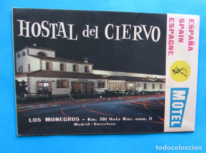 Tourismusbrosch&uuml;ren: MOTEL HOSTAL DEL CIERVO, LOS MONEGROS. CERCA DE BUJARALOZ, ZARAGOZA, 1961.