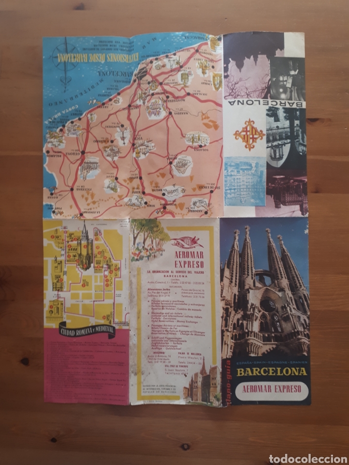 Tourismusbrosch&uuml;ren: Antiguo desplegable Barcelona Aeromar Expresso