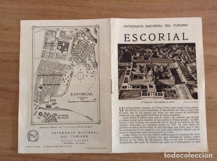 Folhetos de turismo: El Escorial, Patronato nacional de turismo, folleto tur&iacute;stico mapa plano fotos antiguas