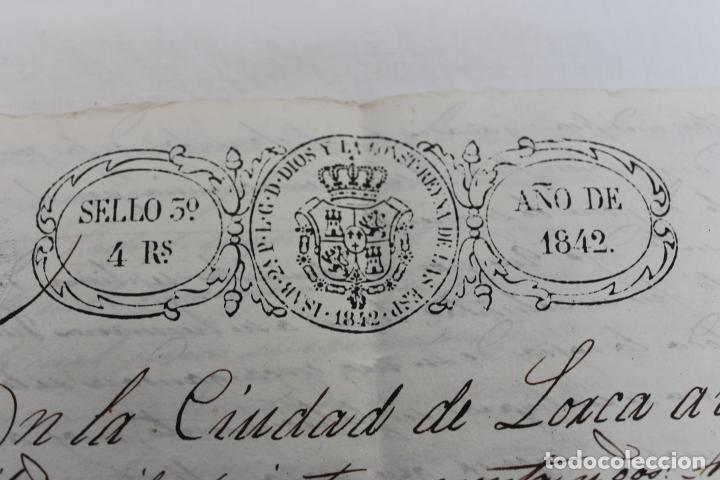 Travel Brochures: SELLO 3&ordm; 4 REALES, ISABEL II,. A&Ntilde;O 1842, Y SELLOS EN SECO, LORCA