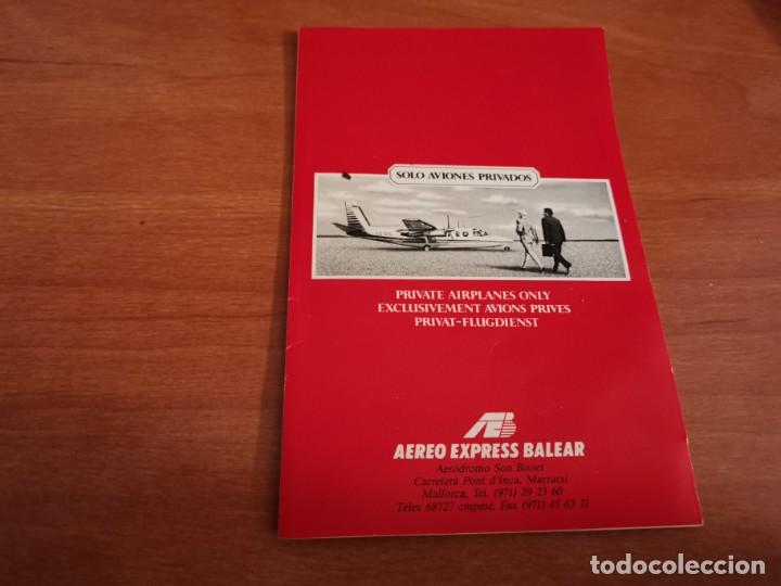 Folletos de turismo: ANTIGUO DESPLEGABLE AVIONES PRIVADOS A&Eacute;REO EXPR&Eacute;SS BALEAR AER&Oacute;DROMO SON BONET MARRATXI MALLORCA