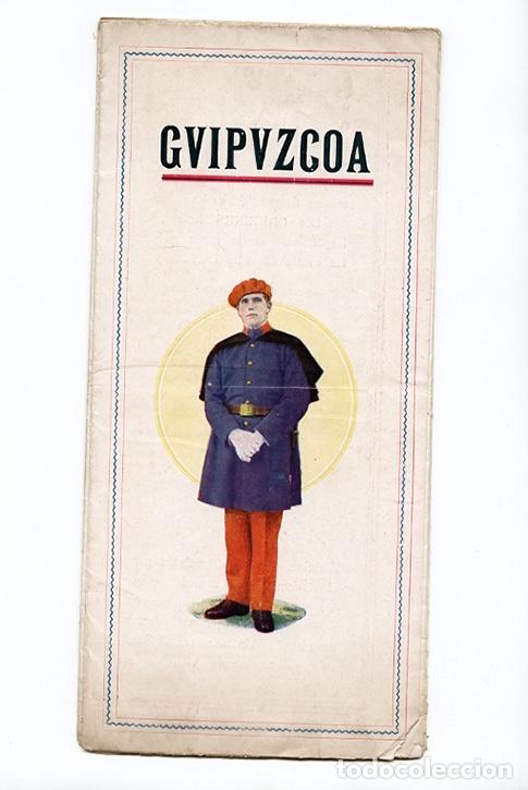 Tourismusbrosch&uuml;ren: Guip&uacute;zcoa &middot; Mapa-folleto desplegable 12 cuerpos. Diputaci&oacute;n de Guip&uacute;zcoa ca.1940