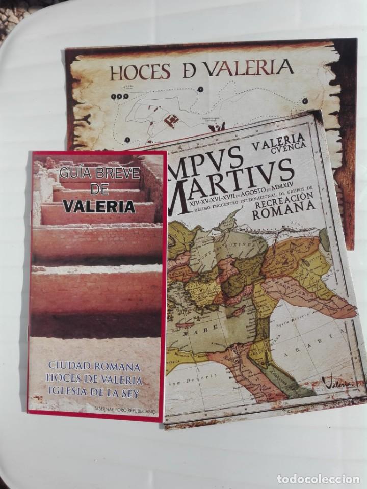 Tourismusbrosch&uuml;ren: FOLLETO TURISMO - VALERIA CUENCA - CIUDAD ROMANA (LOTE GUIA BREVE36 PG + DOS FOLLETOS) - 100GR