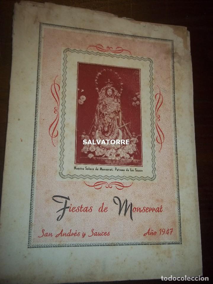 Folletos de turismo: FIESTAS DE SAN ANDRES Y SAUCES. SAN MIGUEL DE LA PALMA. A&Ntilde;O 1947.LIBRETO FESTEJOS.
