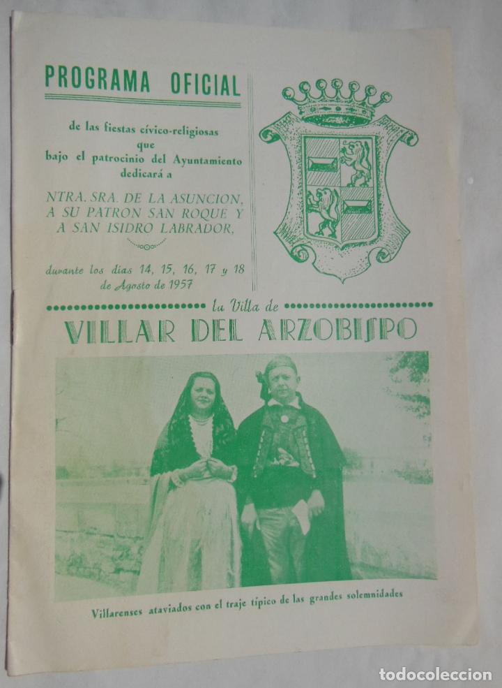 Foglietti di turismo: Programa Oficial Fiestas VILLAR DEL ARZOBISPO 1957