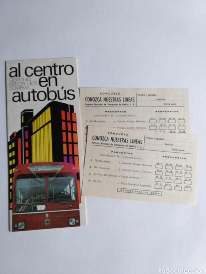 Tourismusbrosch&uuml;ren: Al centro en autob&uacute;s .. itinerario general de vi&ntilde;as 1974 Madrid