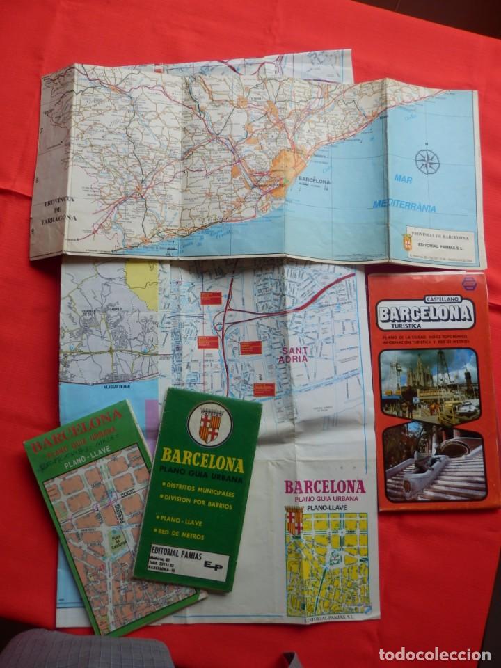 Folhetos de turismo: Lote 5 mapas y planos de Barcelona editorial Pamias distintos a&ntilde;os y Barcelona turistica a&ntilde;os 80 90