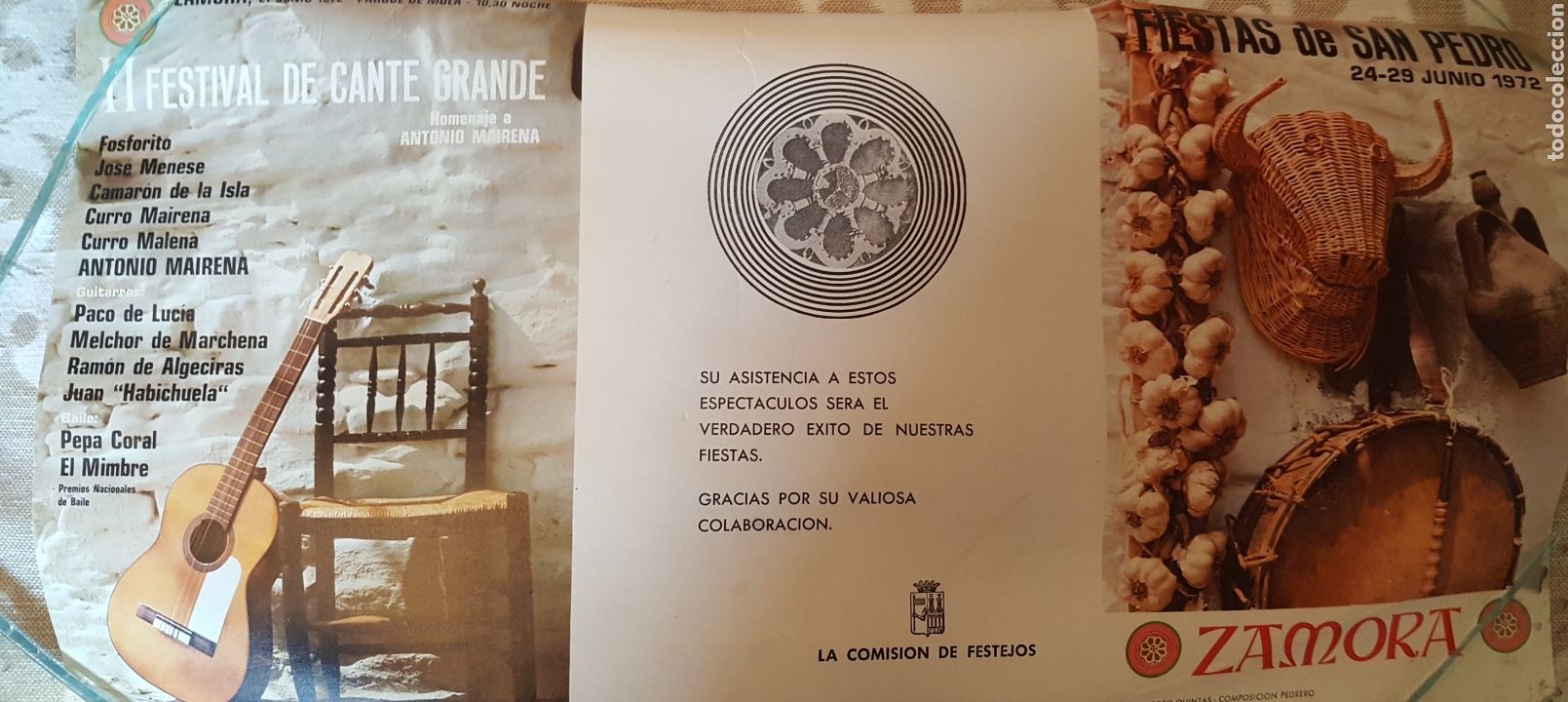 Tourismusbrosch&uuml;ren: Triptico Ferias San Pedro Zamora 1972. 42 x 40 cm. Original