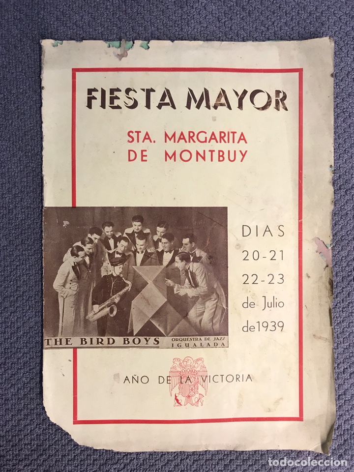Travel Brochures: STA. MARGARITA DE MONTBUY (Barcelona) Fiesta Mayor. A&ntilde;o de la Victoria. Julio de 1939