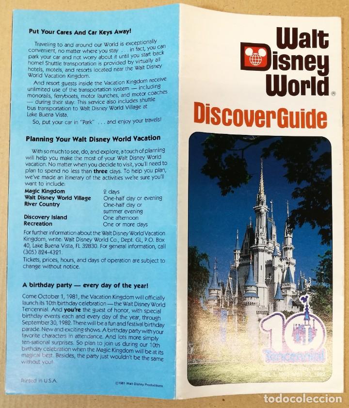 Travel Brochures: FOLLETO TURISTICO, TURISMO, DIPTICO, WALT DISNEY WORLD DISCOVER GUIDE USA 1981 1982