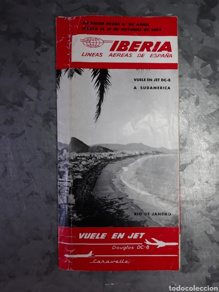 Folletos de turismo: Antiguo Folleto Iberia L&iacute;neas A&eacute;reas de Espa&ntilde;a. Verano 1964. Vuele en Jet DC-8 a Sudam&eacute;rica.