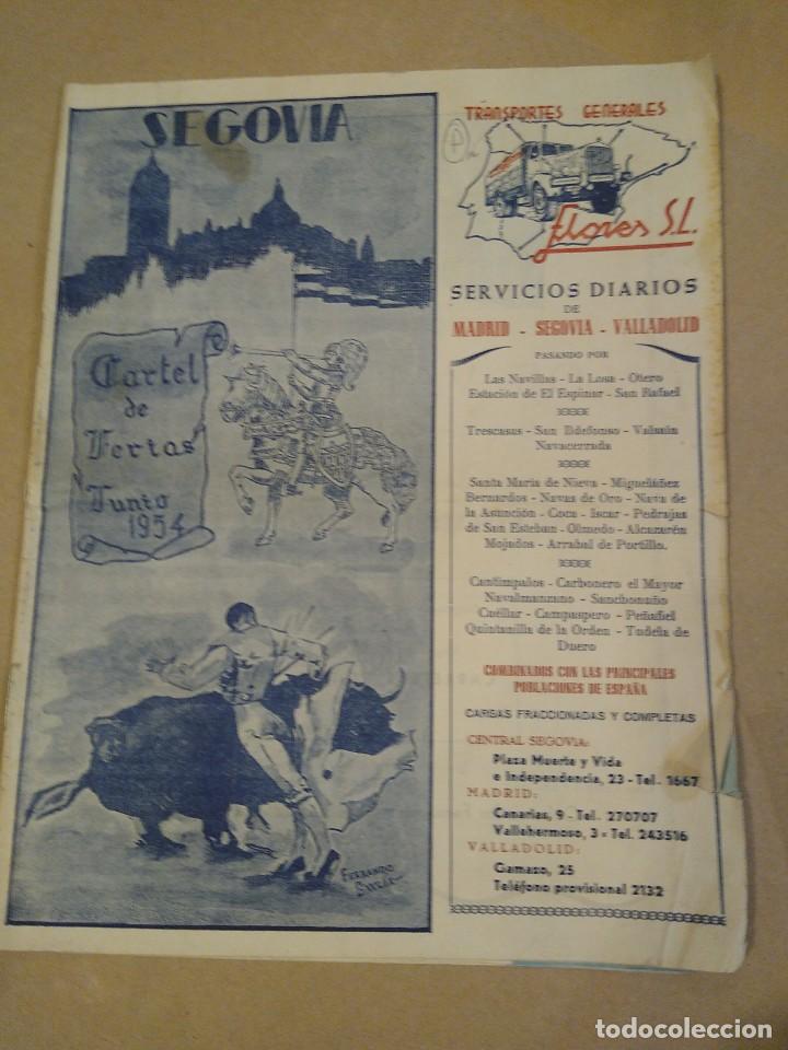 Folletos de turismo: Segovia Ferias 1954, programa festejos. publicidad 16 p&aacute;ginas.