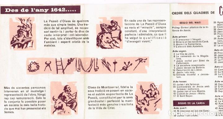 Folletos de turismo: 1965 PROGRAMA La Passi&oacute; Olesa de Montserrat TR&Iacute;PTICO en catal&aacute;n - Foto 2