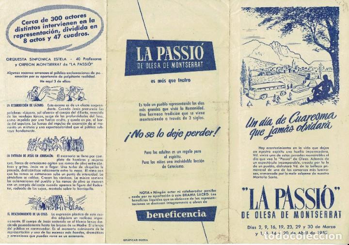 Folhetos de turismo: FOLLETO LA PASSI&Oacute; DE OLESA DE MONTSERRAT - 1952.