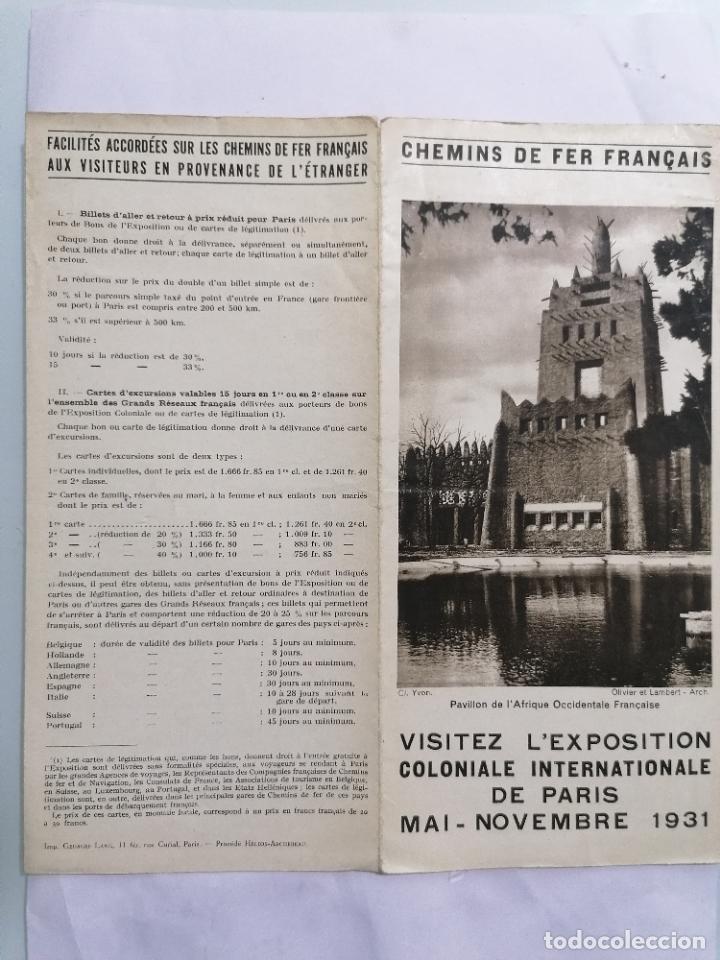 Folhetos de turismo: GUIA DE FERROCARRILES FRANCESES, PARA VISITAR EXPOSICION COLONIAL,A&Ntilde;O 1931, ESCRITO EN FRANCE