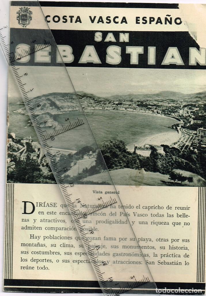 Folhetos de turismo: 1916/31 San Sebastian Centro Atracci&oacute;n y Turismo con Peque&ntilde;o plano de la Ciudad hasta Monte Igueldo