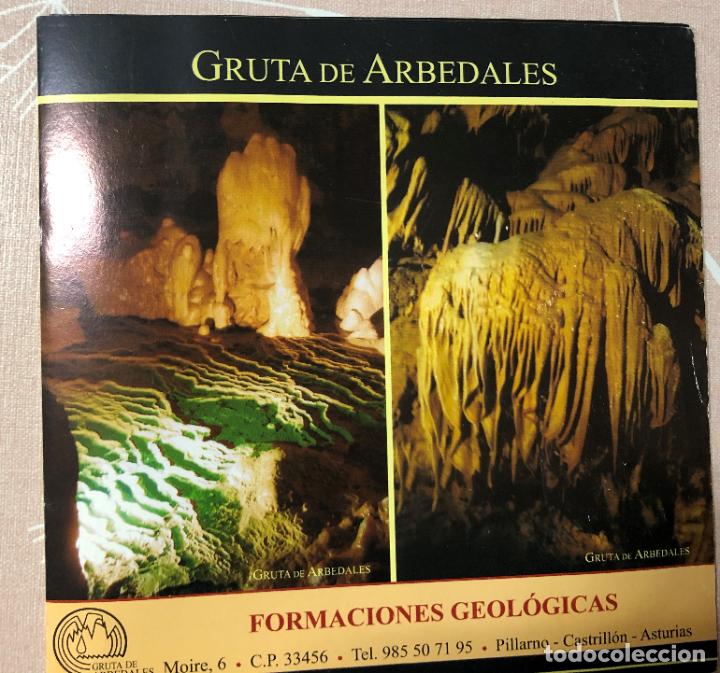Tourismusbrosch&uuml;ren: CUEVA DE ARBEDALES, CASTRILLON, ASTURIAS, FOLLETO TRIPTICO, FORMACIONES GEOLOGICAS
