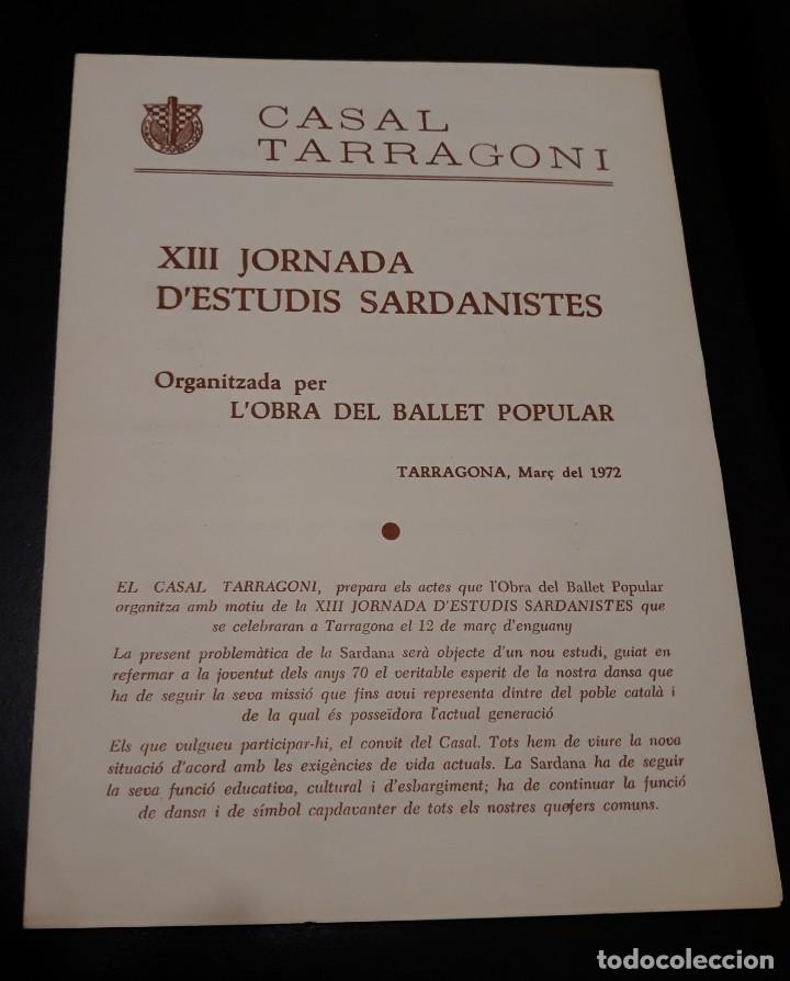 Tourismusbrosch&uuml;ren: FOLLETO - XIII jornada d'estudis sardanistes - tarragona - ed casal tarragoni - a&ntilde;o 1972 - tgn