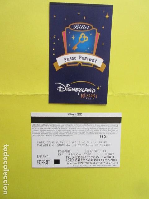 Travel Brochures: TARJETA PASSPORT PASAPORTE DISNEY DISNEYLAND PARIS FRANCIA INFANTIL 4 DIAS 2004