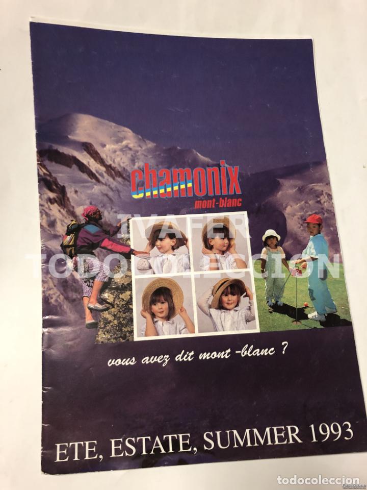 Travel Brochures: FOLLETO TURISTICO DE CHAMONIX, FRANCIA, ALPES, MONT BLANC, VERANO 1993, EN INGLES, FRANCES, ITALIANO