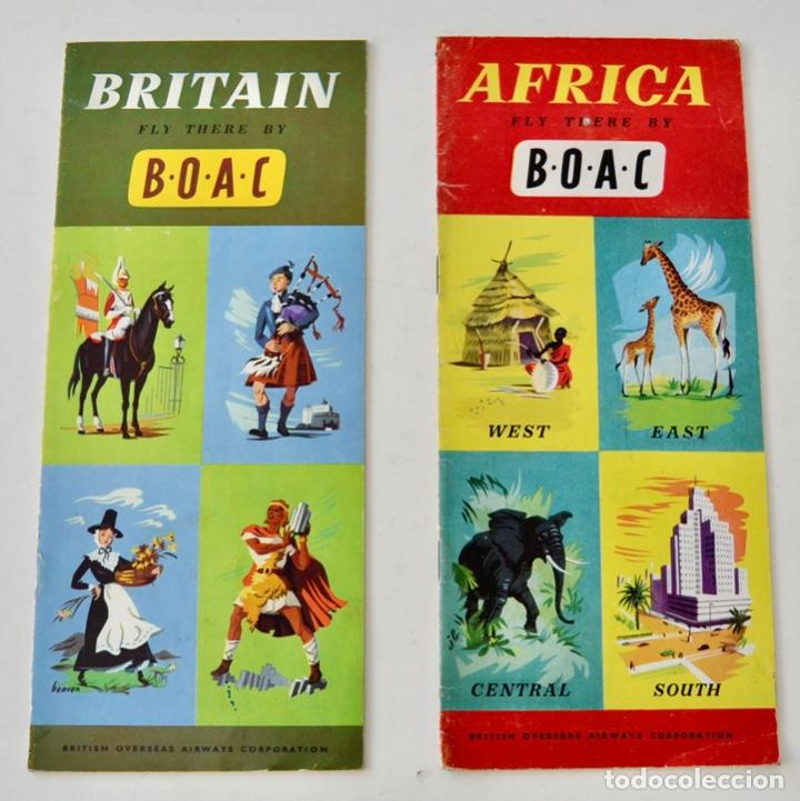 Brochures de tourisme: Dos Folletos Promocionales de la B.O.A.C. &Aacute;frica y Gran Breta&ntilde;a. Compa&ntilde;&iacute;a A&eacute;rea Inglesa. A&ntilde;os 50