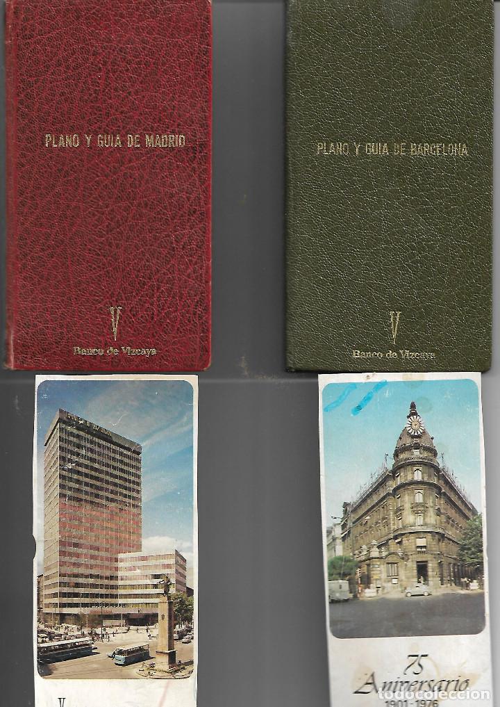 Folhetos de turismo: Plano y guia Madrid y Barcelona. 75 aniversario Banco de Vizcaya a&ntilde;o 1976