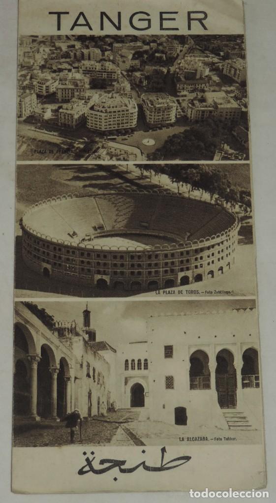 Tourismusbrosch&uuml;ren: FOLLETO DE TURISMO DE TANGER, CON MAPA DE LA ZONA DE TANGER Y EL IMPERIO JERIFIANO, MIDE 24 X 11 CMS