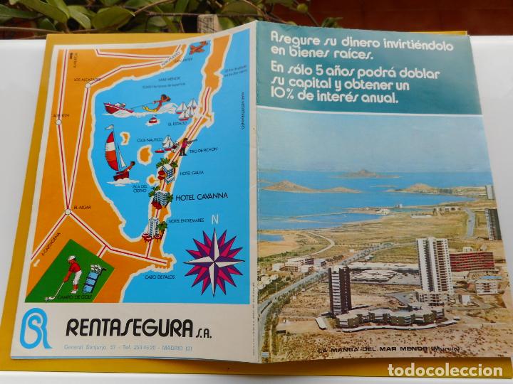 Folhetos de turismo: ANTIGUO FOLLETO HOTEL CAVANNA RENTASEGURA S.A PEDRO PAN LA TORRE.LA MANGA MAR MENOR.MURCIA 1972