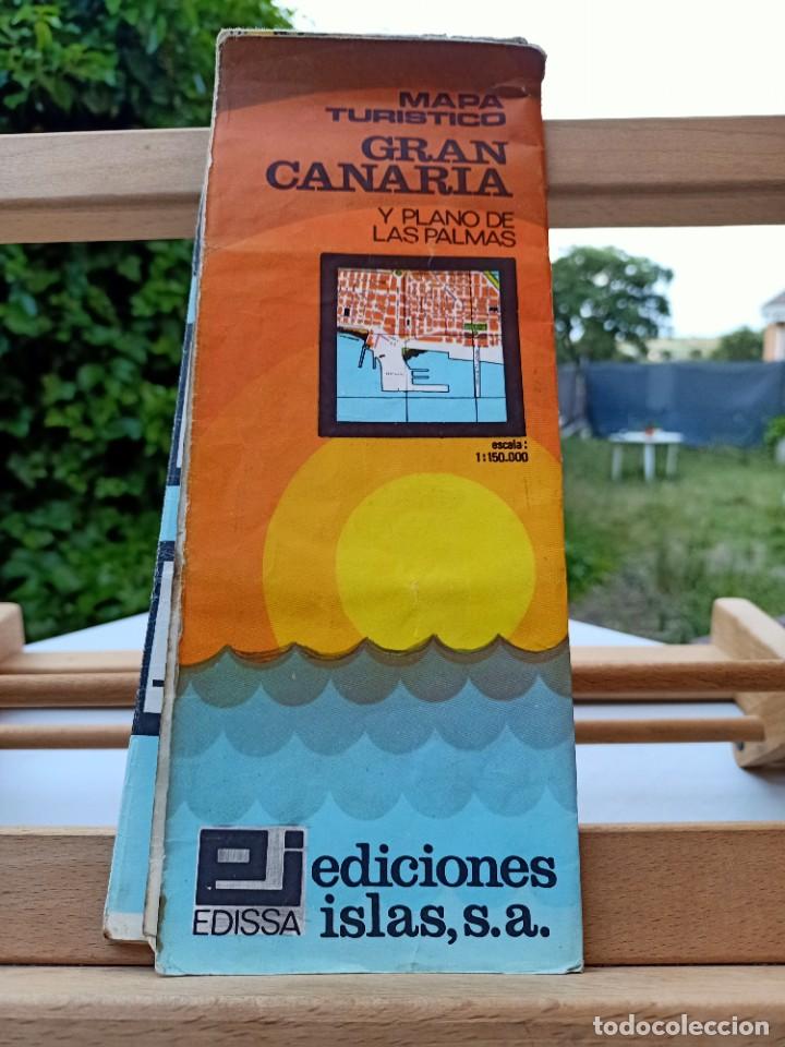 Brochures de tourisme: MAPA TUR&Iacute;STICO GRAN CANARIA Y PLANO DE LAS PALMAS ESCALA 1:150.000 EDISSA ISLAS 1975