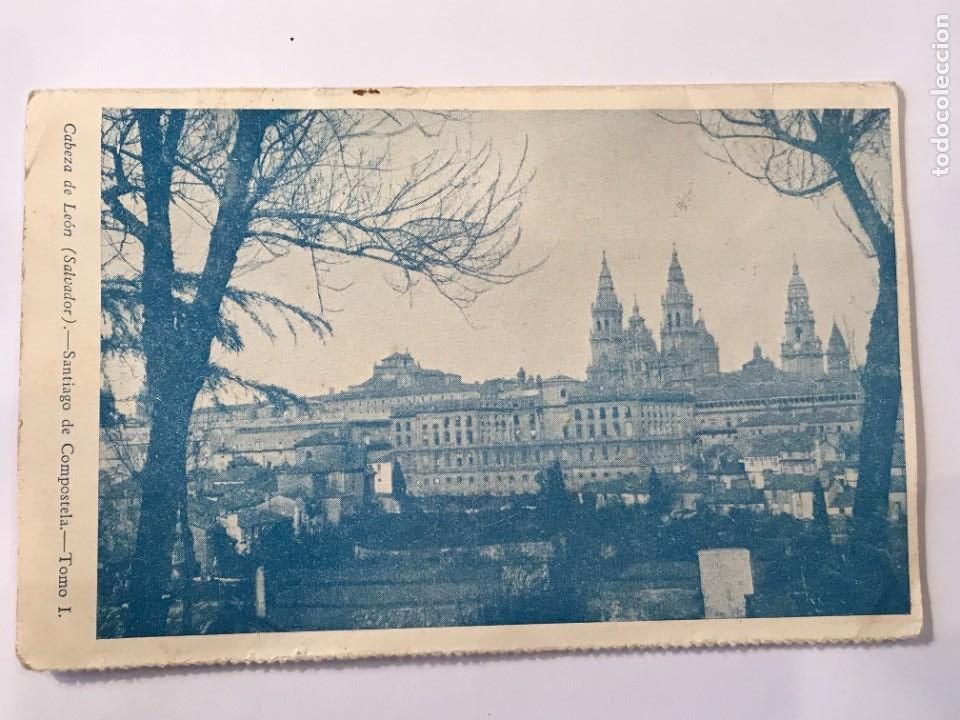 Folletos de turismo: Salvador Cabeza de Le&oacute;n. Santiago de Compostela. Postal librito. Galicia
